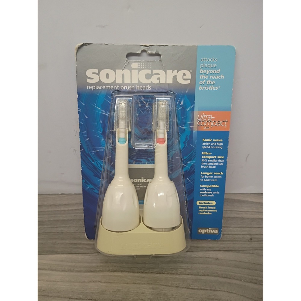 Brand New Set of Two Sonicare Replacement Brush Heads by Optiva - Compact Size